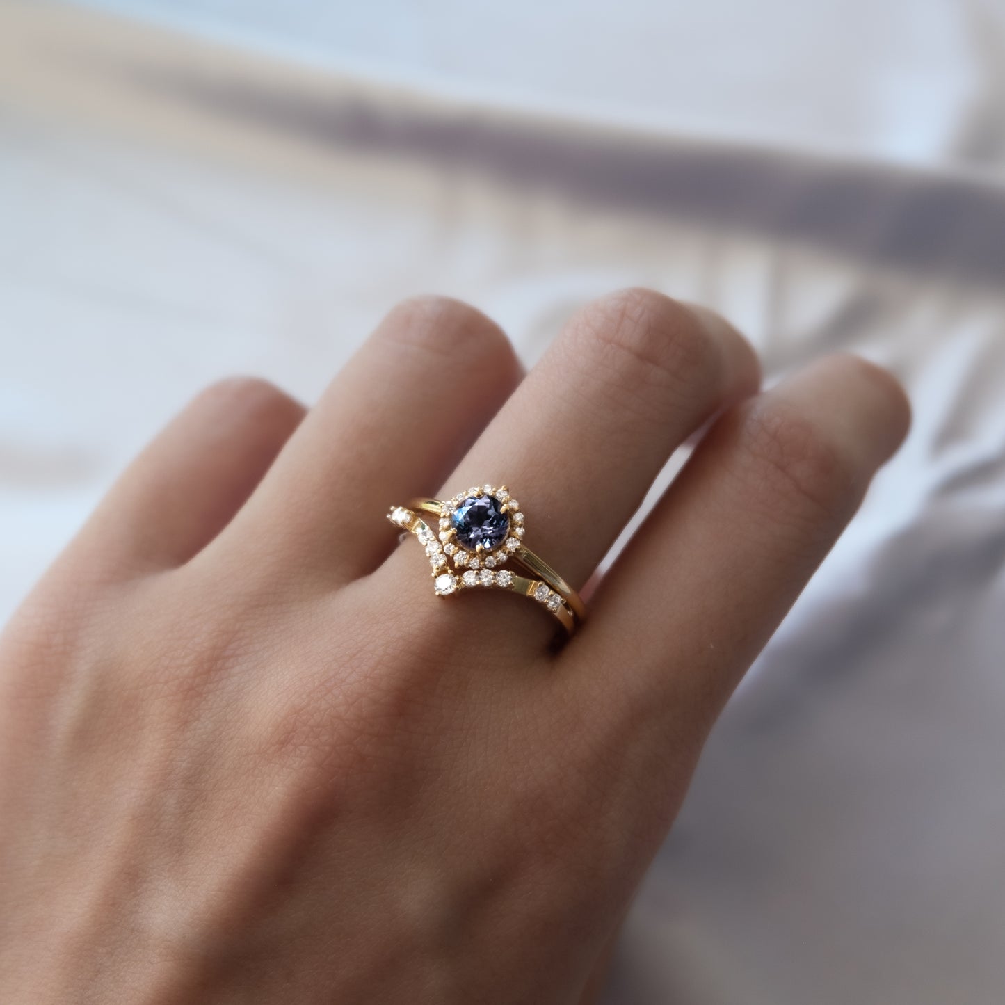 Cosette - 14K Sapphires Sunrise on the Seine Ring with Diamond