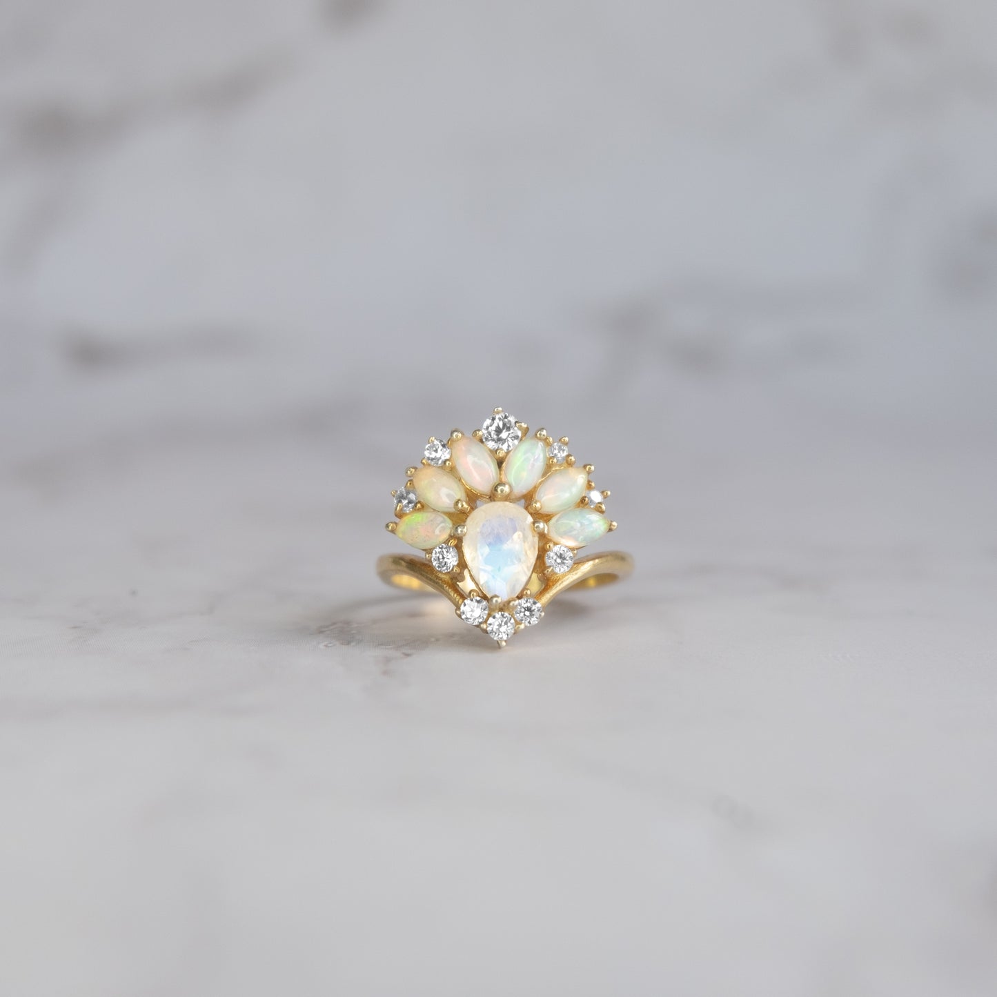 Liana - 14K The Enchanted Opal Ring with Natural Diamond